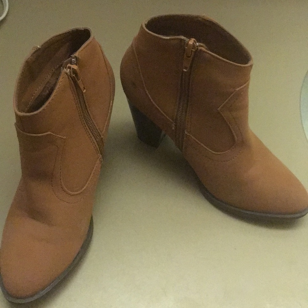 Tan ankle boots. 3 inch heel